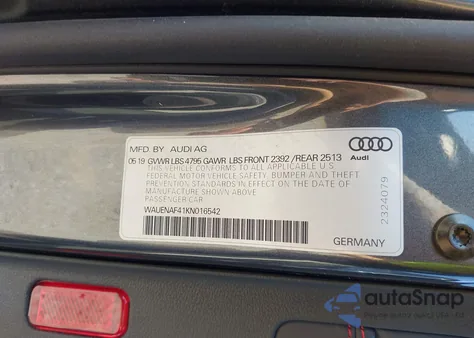 2019 Audi A4 45 Premium from USA, damaged, VIN WAUENAF41KN016542